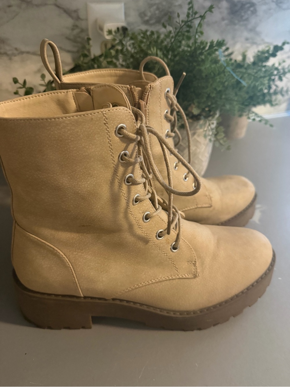 Dirty Laundry Tan Lace-Up Combat Boots for Women